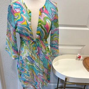 GUC Trina Turk Multicolor Swirl Cover-Up